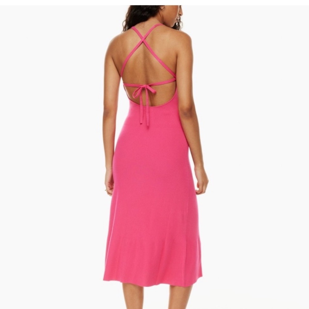 Wilfred Aritzia Knit Dresden Open Back Contour Fitted Dress Bright Rose Pink XS